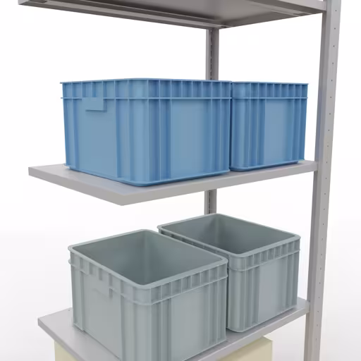 Anbauregal, Fachbodenregal Stecksystem MULTIplus150, 2000 x 750 x 500 mm (HxBxT), 5 Fachböden, Längenriegel, RAL 7035 lichtgrau von Schulte Lagertechnik aus der Kategorie Stecksystem
