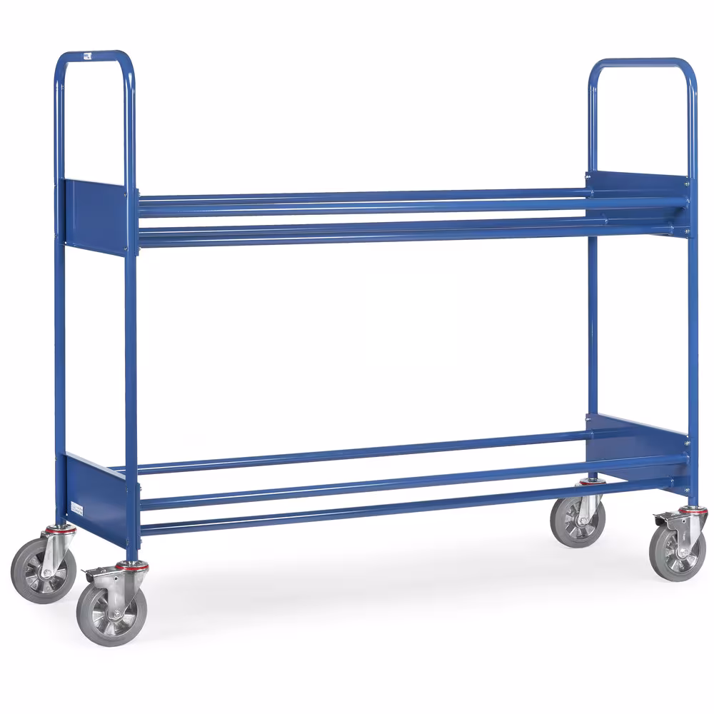 Reifenwagen 4588 4 Lenkrollen mit Elastic-Bereifung blaugrau, spurlos, Naben mit Kugellager von Fetra aus der Kategorie Transportsysteme