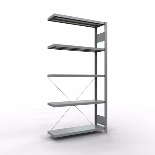Produktbild Nr.12 des Artikels Anbauregal, Fachbodenregal Stecksystem MULTIplus250, 2000 x 1000 x 300 mm (HxBxT), 5 Fachböden, Kreuzstrebe, verzinkt aus der Produktreihe Stecksystem von der Marke Schulte Lagertechnik