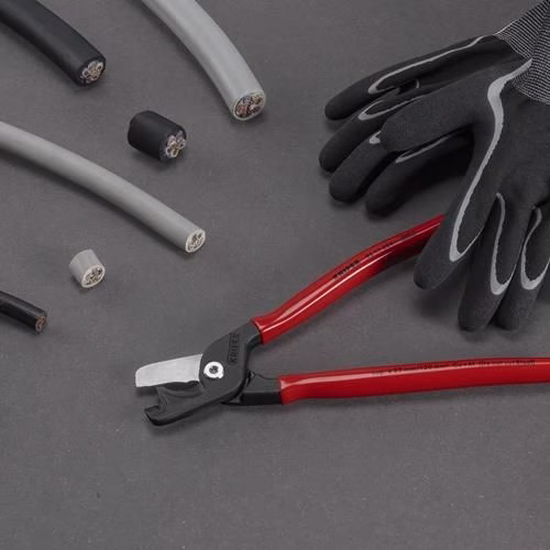 Kabelschere StepCut XL Länge 225 mm Kopf brüniert Kunststoff-Überzug KNIPEX