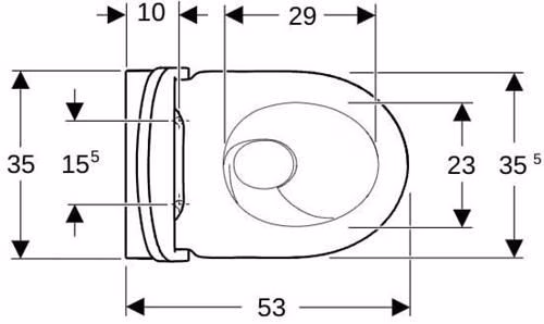 Technische Zeichnung 3983078 Geberit Acanto Set Wand-WC mit WC-Sitz, Tiefspüler TurboFlush, geschlossene Form, Tiefe: 53cm, weiß