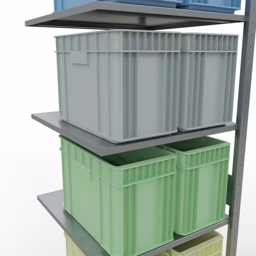 Produktbild Nr.13 des Artikels Anbauregal, Fachbodenregal Stecksystem MULTIplus150, 3000 x 750 x 800 mm (HxBxT), 7 Fachböden, Längenriegel, verzinkt aus der Produktreihe Stecksystem von der Marke Schulte Lagertechnik