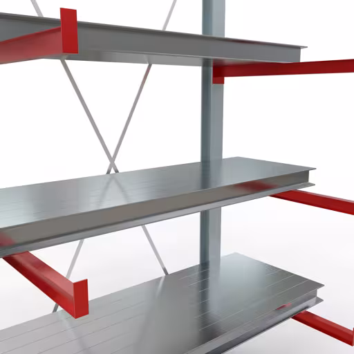 K 6000 Komplettregal, einseitig, 3000 x 1500 x 1000 mm, RAL 7001 / RAL 3000, 5 Lagerebenen von der Marke Schulte Lagertechnik aus der Produktreihe Kragarmregale