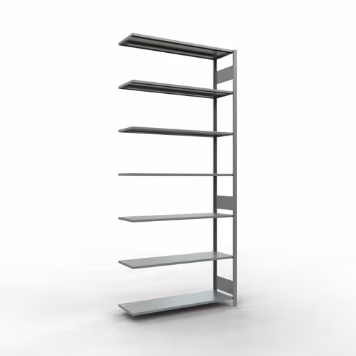 Anbauregal, Fachbodenregal Stecksystem MULTIplus150, 3000 x 1300 x 400 mm (HxBxT), 7 Fachböden, Längenriegel, verzinkt aus der Kategorie Anbauregal mit der Artikelnummer 12747-130-LR