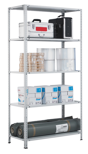 Anbauregal, Fachbodenregal Schraubsystem MULTIplus150, 2000 x 1000 x 600 mm (HxBxT), RAL 7035 lichtgrau, 5 Fachböden von Schulte Lagertechnik aus der Kategorie Schraubsystem