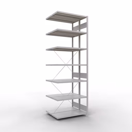 Anbauregal, Doppelregal, Fachbodenregal Stecksystem MULTIplus250, 3000 x 1000 x (2x400) mm (HxBxT), 2x7 Fachböden, Kreuzstrebe, RAL 7035 lichtgrau von der Marke Schulte Lagertechnik Anbauregal, Doppelregal, Fachbodenregal Stecksystem MULTIplus250, 3000 x 1000 x (2x400) mm (HxBxT), 2x7 Fachböden, Kreuzstrebe, RAL 7035 lichtgrau aus der Kategorie Doppelregale mit der Artikelnummer 32147-A