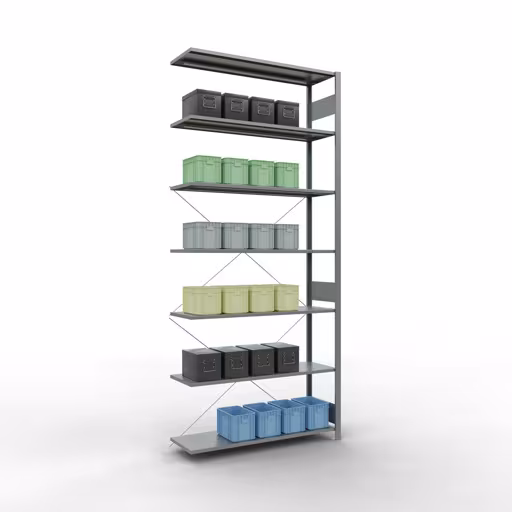 Stecksystem Anbauregal 3000x1300x400 mm, Typ 150 kg, verzinkt mit der Artikelnr. 12747-130 Stecksystem Anbauregal 3000x1300x400 mm, Typ 150 kg, verzinkt von Schulte Lagertechnik aus der Kategorie Stecksystem