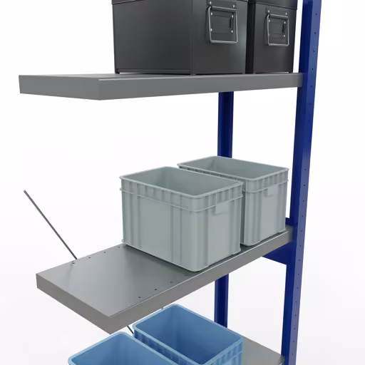 Abbildung Nr 15 des Artikels Anbauregal, Fachbodenregal Stecksystem MULTIplus250, 2500 x 750 x 300 mm (HxBxT), 6 Fachböden, Kreuzstrebe, RAL 5010 enzianblau/verzinkt/verzinkt aus der Produktgruppe Stecksystem von der Marke Schulte Lagertechnik