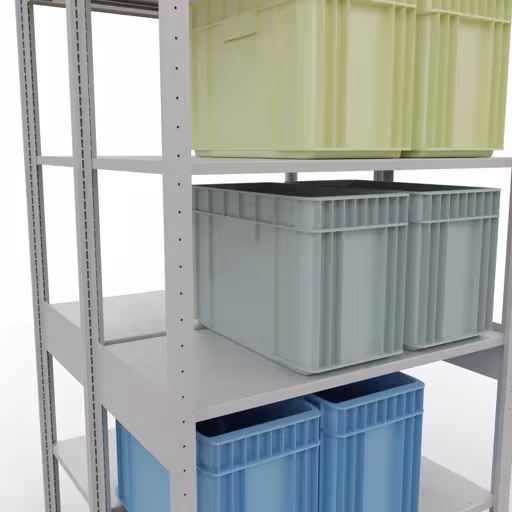 Grundregal, Doppelregal, Fachbodenregal Stecksystem MULTIplus150, 2500 x 1000 x (2x500) mm (HxBxT), 2x6 Fachböden, Längenriegel, RAL 7035 lichtgrau aus der Kategorie Doppelregale mit der GTIN 4004514269966 Grundregal, Doppelregal, Fachbodenregal Stecksystem MULTIplus150, 2500 x 1000 x (2x500) mm (HxBxT), 2x6 Fachböden, Längenriegel, RAL 7035 lichtgrau von der Marke Schulte Lagertechnik aus der Produktreihe Fachbodenregale