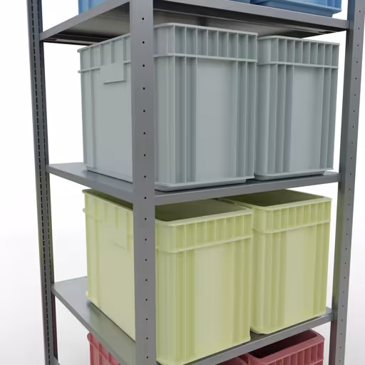 Grundregal, Fachbodenregal Stecksystem MULTIplus150, 2000 x 750 x 800 mm (HxBxT), 5 Fachböden, Längenriegel, verzinkt mit der Artikelnr. 12780-75-LR Grundregal, Fachbodenregal Stecksystem MULTIplus150, 2000 x 750 x 800 mm (HxBxT), 5 Fachböden, Längenriegel, verzinkt von Schulte Lagertechnik aus der Kategorie Stecksystem