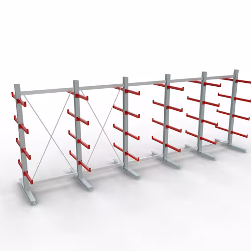 K 3000 Komplettregal, doppelseitig, 2500 x 6500 x 600 mm, RAL 7001 / RAL 3000, 5 Lagerebenen aus der Kategorie K3000 für mittelschwere Güter mit der Artikelnummer 27729