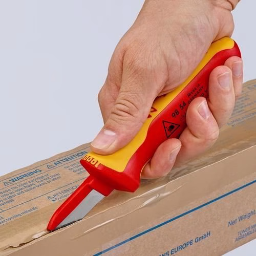 Detailbild 4028176 Kabelmesser Länge 190mm Klingenlänge 50mm Klingenrücken mit Kunststoff-Überzug VDE68g Mehrkomponenten-Griff KNIPEX