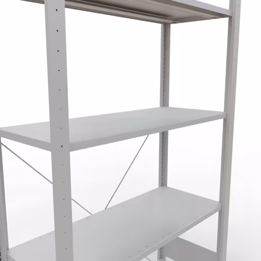 Abbildung Nr 7 des Artikels Grundregal, Fachbodenregal Stecksystem MULTIplus150, 2000 x 1000 x 400 mm (HxBxT), 5 Fachböden, Kreuzstrebe, RAL 7035 lichtgrau aus der Produktgruppe Stecksystem von der Marke Schulte Lagertechnik