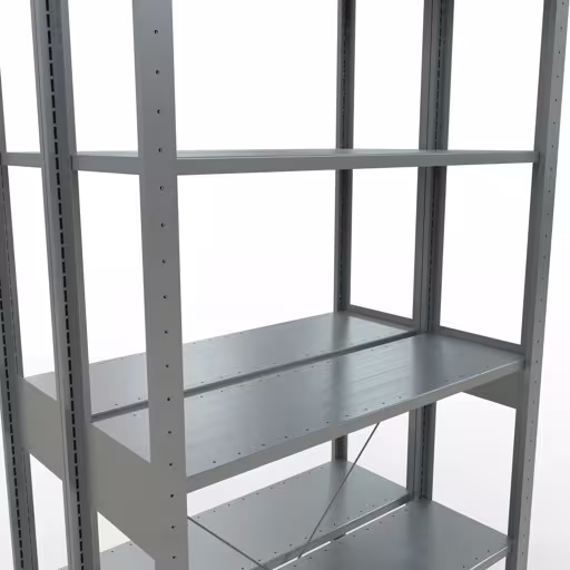 Grundregal, Doppelregal, Fachbodenregal Stecksystem MULTIplus150, 2500 x 1000 x (2x300) mm (HxBxT), 2x6 Fachböden, Kreuzstrebe, verzinkt von Schulte Lagertechnik mit der Artikelnr. 13731