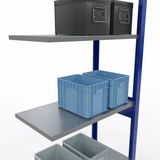 Anbauregal, Fachbodenregal Stecksystem MULTIplus150, 2500 x 750 x 400 mm (HxBxT), 6 Fachböden, Längenriegel, RAL 5010 enzianblau/verzinkt/verzinkt mit der Artikelnr. 12746-75-LR-B Anbauregal, Fachbodenregal Stecksystem MULTIplus150, 2500 x 750 x 400 mm (HxBxT), 6 Fachböden, Längenriegel, RAL 5010 enzianblau/verzinkt/verzinkt von Schulte Lagertechnik aus der Kategorie Stecksystem