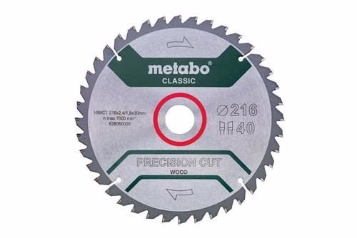 Kreissägeblatt cordless cut wood classic Außendurchmesser 216 mm Zähne 40 Bohrung 30 mm Schnittbreite 2,4 mm von der Marke Metabo Kreissägeblatt cordless cut wood classic METABO aus der Kategorie Kreissägeblatt mit der Teilenummer 8000065312