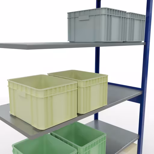 Zusatzbild des Artikels Anbauregal, Fachbodenregal Stecksystem MULTIplus150, 2500 x 1300 x 600 mm (HxBxT), 6 Fachböden, Längenriegel, RAL 5010 enzianblau/verzinkt Zusatzbild des Artikels Anbauregal, Fachbodenregal Stecksystem MULTIplus150, 2500 x 1300 x 600 mm (HxBxT), 6 Fachböden, Längenriegel, RAL 5010 enzianblau/verzinkt aus Anbauregal