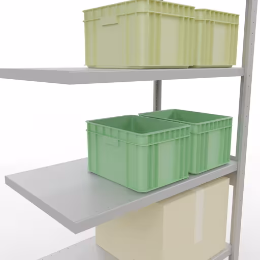 Abbildung Nr 13 des Artikels Anbauregal, Fachbodenregal Stecksystem MULTIplus330, 2500 x 1000 x 600 mm (HxBxT), 6 Fachböden, Längenriegel, RAL 7035 lichtgrau aus der Produktgruppe Stecksystem von der Marke Schulte Lagertechnik