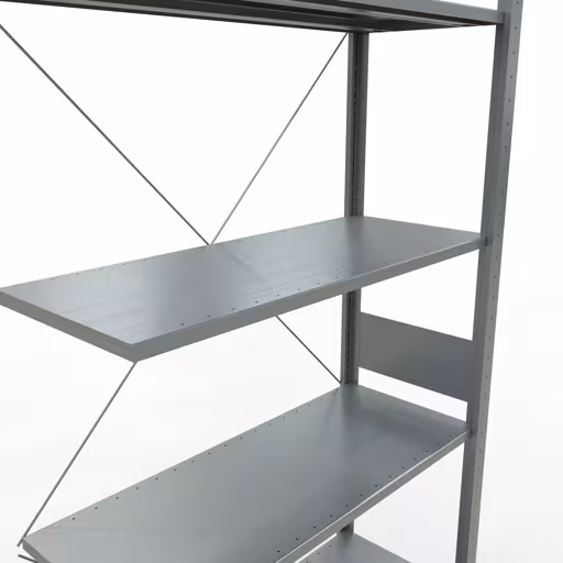 Produktbild Nr 12 des Artikels Anbauregal, Fachbodenregal Stecksystem MULTIplus150, 3000 x 1000 x 400 mm (HxBxT), 7 Fachböden, Kreuzstrebe, verzinkt Abbildung Nr 12 des Artikels Anbauregal, Fachbodenregal Stecksystem MULTIplus150, 3000 x 1000 x 400 mm (HxBxT), 7 Fachböden, Kreuzstrebe, verzinkt aus der Produktgruppe Stecksystem von der Marke Schulte Lagertechnik