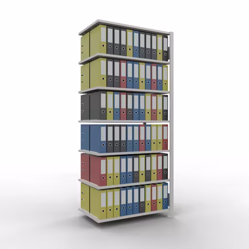 Abbildung Nr 13 des Artikels Anbauregal, Büro-Fachbodenregal Stecksystem MULTIplus150, 2300 x 1000 x 600 mm (HxBxT), 7 Fachböden, Längenriegel, ohne Mittelanschlag, lichtgrau aus der Produktgruppe Büroregale von der Marke Schulte Lagertechnik