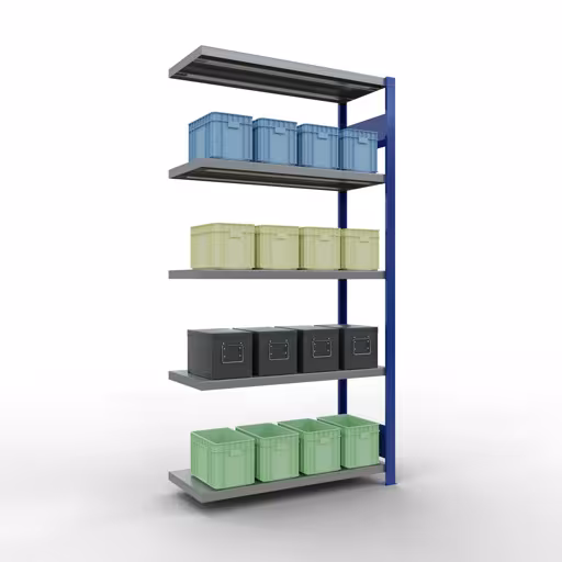 Produktbild Nr 13 des Artikels Anbauregal, Fachbodenregal Stecksystem MULTIplus250, 2000 x 1000 x 400 mm (HxBxT), 5 Fachböden, Längenriegel, RAL 5010 enzianblau/verzinkt Abbildung Nr 13 des Artikels Anbauregal, Fachbodenregal Stecksystem MULTIplus250, 2000 x 1000 x 400 mm (HxBxT), 5 Fachböden, Längenriegel, RAL 5010 enzianblau/verzinkt aus der Produktgruppe Stecksystem von der Marke Schulte Lagertechnik