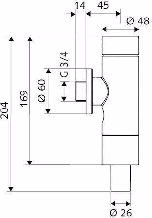 Technische Zeichnung 4017247 WC-Spülarmatur SCHELLOMAT SILENT ECO 3/4Zoll, Spartaste chrom SCHELL