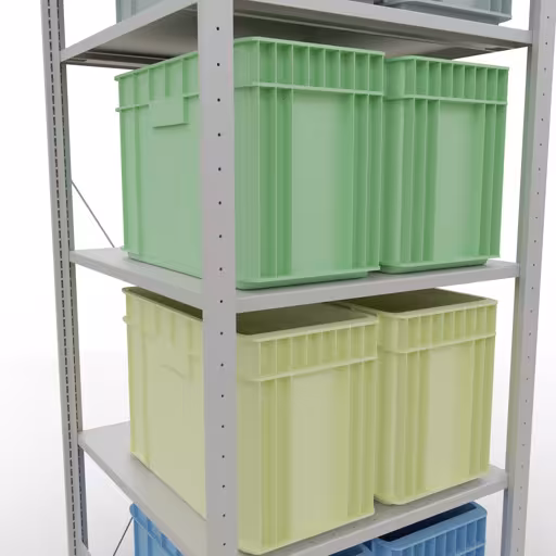 Grundregal, Fachbodenregal Stecksystem MULTIplus150, 2000 x 750 x 800 mm (HxBxT), 5 Fachböden, Kreuzstrebe, RAL 7035 lichtgrau von Schulte Lagertechnik mit der Artikelnr. 32680-75