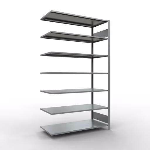 Anbauregal, Büro-Fachbodenregal Stecksystem MULTIplus150, 2300 x 1300 x 600 mm (HxBxT), 7 Fachböden, Längenriegel, verzinkt, ohne Mittelanschlag aus der Kategorie Stecksystem mit der Artikelnummer 17771