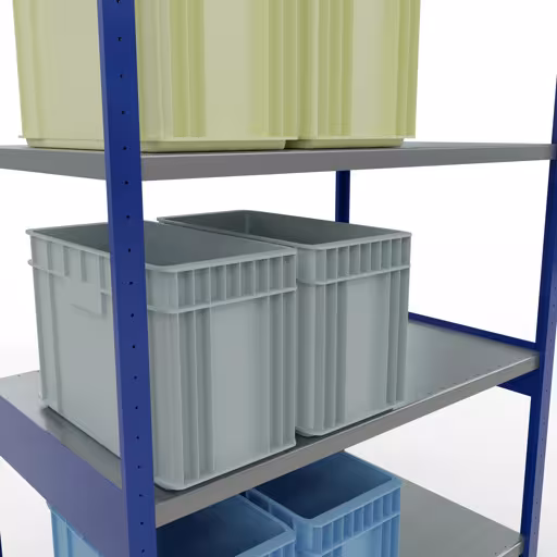 Abbildung Nr 9 des Artikels Grundregal, Fachbodenregal Stecksystem MULTIplus250, 3000 x 1300 x 800 mm (HxBxT), 7 Fachböden, Längenriegel, RAL 5010 enzianblau/verzinkt aus der Produktgruppe Stecksystem von der Marke Schulte Lagertechnik