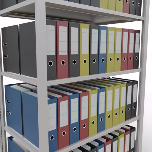Abbildung Nr 11 des Artikels Grundregal, Büro-Fachbodenregal Stecksystem MULTIplus150, 1800 x 1000 x 600 mm (HxBxT), 5 Fachböden, Längenriegel, ohne Mittelanschlag, lichtgrau aus der Produktgruppe Büroregale von der Marke Schulte Lagertechnik