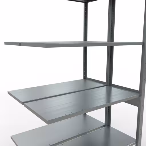 Produktbild Nr 15 des Artikels Anbauregal, Doppelregal, Fachbodenregal Stecksystem MULTIplus150, 2500 x 1000 x (2x400) mm (HxBxT), 2x6 Fachböden, Längenriegel, verzinkt Abbildung Nr 15 des Artikels Anbauregal, Doppelregal, Fachbodenregal Stecksystem MULTIplus150, 2500 x 1000 x (2x400) mm (HxBxT), 2x6 Fachböden, Längenriegel, verzinkt aus der Produktgruppe Fachbodenregale von der Marke Schulte Lagertechnik