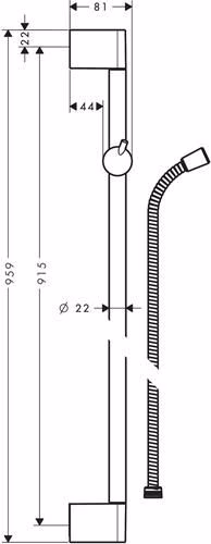 Technische Zeichnung 3985571 Hansgrohe Brausestange UNICA CROMETTA 900 mm chrom