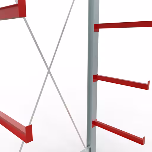 K 6000 Komplettregal, einseitig, 3000 x 1500 x 750 mm, RAL 7001 / RAL 3000, 5 Lagerebenen aus der Kategorie K6000 für schwere Güter mit der GTIN 4058255011094 K 6000 Komplettregal, einseitig, 3000 x 1500 x 750 mm, RAL 7001 / RAL 3000, 5 Lagerebenen von der Marke Schulte Lagertechnik aus der Produktreihe Kragarmregale