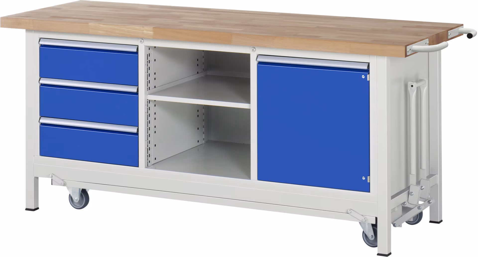 Werkbank mit Fahrgestell 8563, B2000xT700xH880mm, 3xSchublade-Teilauszug, 1xTür aus der Kategorie Werkbänke mit der Artikelnr. 05-8563A2-207B4F,11