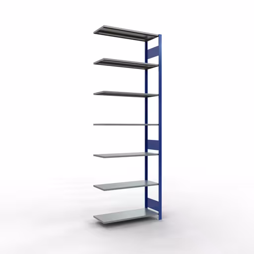 Abbildung Nr 11 des Artikels Anbauregal, Fachbodenregal Stecksystem MULTIplus85, 3000 x 1000 x 400 mm (HxBxT), 7 Fachböden, Längenriegel, RAL 5010 enzianblau aus der Produktgruppe Stecksystem von der Marke Schulte Lagertechnik