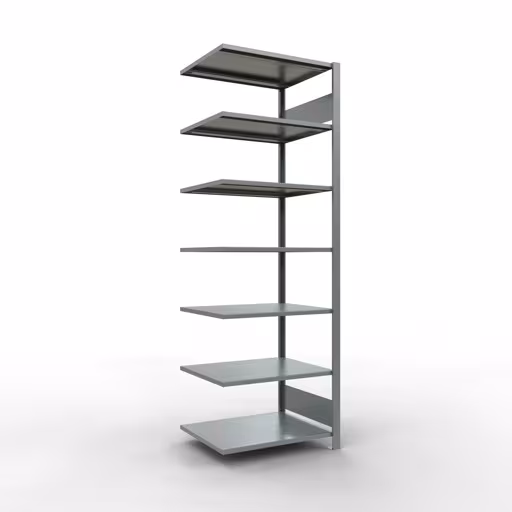 Anbauregal, Büro-Fachbodenregal Stecksystem MULTIplus150, 2300 x 750 x 600 mm (HxBxT), 7 Fachböden, Längenriegel, verzinkt, ohne Mittelanschlag aus der Kategorie Stecksystem mit der Artikelnummer 17769