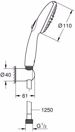 Brausegarnitur Tempesta 2 Strahlarten chrom 13,5 l/min GROHE