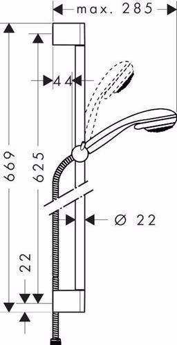 Hansgrohe Brauseset CROMETTA 85 VARIOJET Brausestange Unica Crometta 650 Millimeter chrom