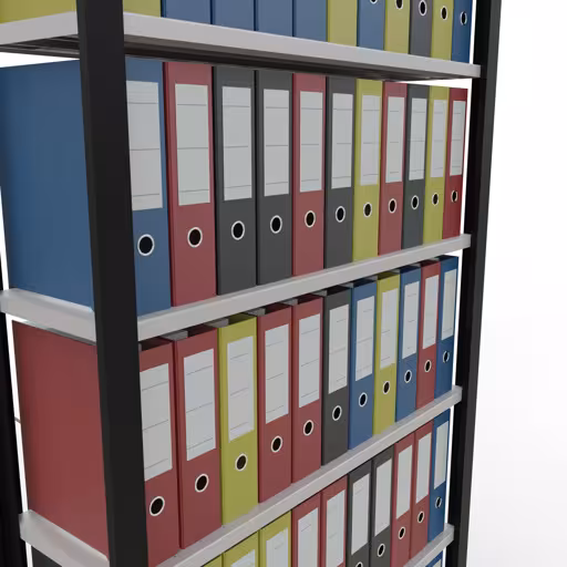 Zusatzbild des Artikels Grundregal, Büro-Fachbodenregal Stecksystem MULTIplus85, 2300 x 1000 x 300 mm (HxBxT), 7 Fachböden, Kreuzstrebe, ohne Anschlagleiste, schwarz/lichtgrau aus Stecksystem