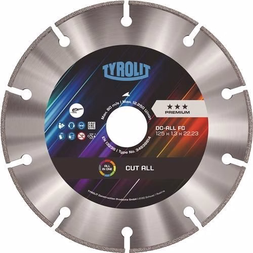 Diamanttrennscheibe DC ALL FASTCUT Durchmesser 125 mm Bohrung 22,23 mm Segmenthöhe 10 mm Segment-Stärke 1,8 mm NORTON CLIPPER aus der Kategorie Trennscheiben mit der Teilenummer 8000759455