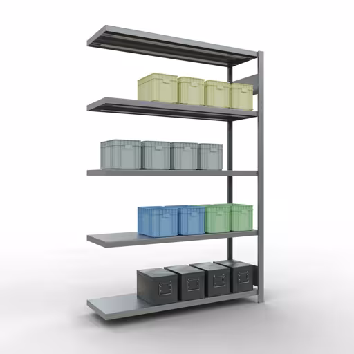 Produktbild Nr 15 des Artikels Anbauregal, Fachbodenregal Stecksystem MULTIplus250, 2000 x 1300 x 400 mm (HxBxT), 5 Fachböden, Längenriegel, verzinkt Abbildung Nr 15 des Artikels Anbauregal, Fachbodenregal Stecksystem MULTIplus250, 2000 x 1300 x 400 mm (HxBxT), 5 Fachböden, Längenriegel, verzinkt aus der Produktgruppe Stecksystem von der Marke Schulte Lagertechnik