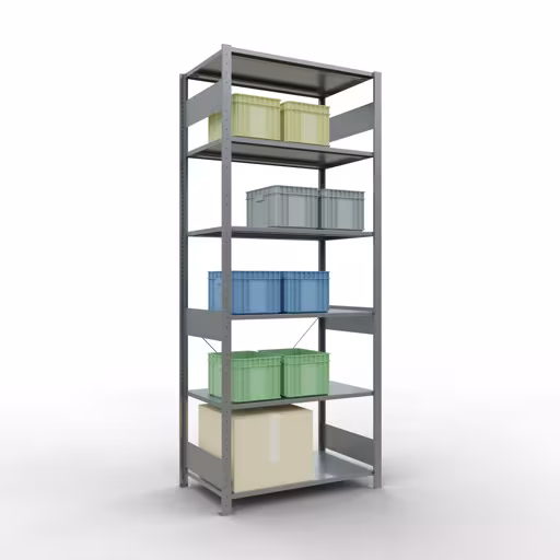 Produktbild Nr 14 des Artikels Grundregal, Fachbodenregal Stecksystem MULTIplus150, 2500 x 1000 x 600 mm (HxBxT), 6 Fachböden, Kreuzstrebe, verzinkt Abbildung Nr 14 des Artikels Grundregal, Fachbodenregal Stecksystem MULTIplus150, 2500 x 1000 x 600 mm (HxBxT), 6 Fachböden, Kreuzstrebe, verzinkt aus der Produktgruppe Stecksystem von der Marke Schulte Lagertechnik