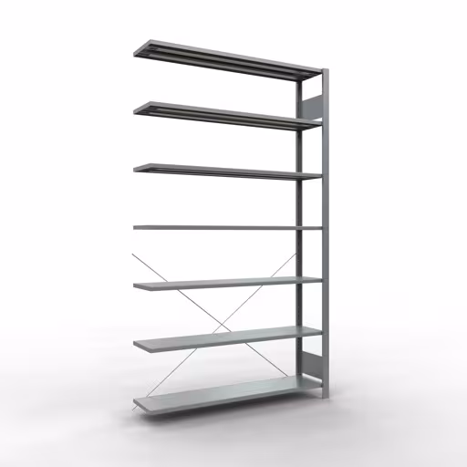 Anbauregal, Büro-Fachbodenregal Stecksystem MULTIplus85, 2300 x 1300 x 300 mm (HxBxT), 7 Fachböden, Kreuzstrebe, verzinkt, ohne Anschlagleiste von der Marke Schulte Lagertechnik Anbauregal, Büro-Fachbodenregal Stecksystem MULTIplus85, 2300 x 1300 x 300 mm (HxBxT), 7 Fachböden, Kreuzstrebe, verzinkt, ohne Anschlagleiste aus der Kategorie Stecksystem mit der Artikelnummer 17735