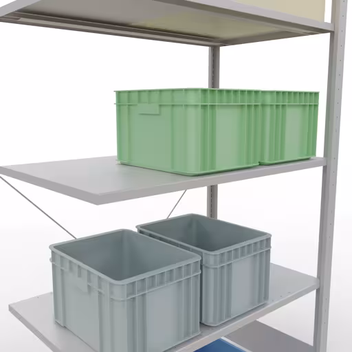 Produktbild Nr 13 des Artikels Anbauregal, Fachbodenregal Stecksystem MULTIplus85, 2000 x 1000 x 600 mm (HxBxT), 5 Fachböden, Kreuzstrebe, RAL 7035 lichtgrau Abbildung Nr 13 des Artikels Anbauregal, Fachbodenregal Stecksystem MULTIplus85, 2000 x 1000 x 600 mm (HxBxT), 5 Fachböden, Kreuzstrebe, RAL 7035 lichtgrau aus der Produktgruppe Stecksystem von der Marke Schulte Lagertechnik