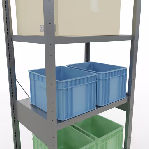 Produktbild Nr 14 des Artikels Grundregal, Fachbodenregal Stecksystem MULTIplus250, 2500 x 750 x 500 mm (HxBxT), 6 Fachböden, Kreuzstrebe, verzinkt Abbildung Nr 14 des Artikels Grundregal, Fachbodenregal Stecksystem MULTIplus250, 2500 x 750 x 500 mm (HxBxT), 6 Fachböden, Kreuzstrebe, verzinkt aus der Produktgruppe Stecksystem von der Marke Schulte Lagertechnik