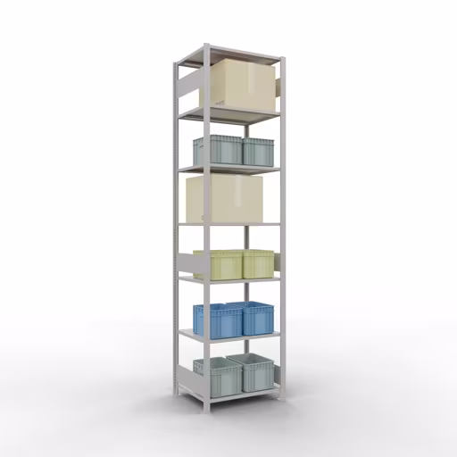 Grundregal, Fachbodenregal Stecksystem MULTIplus150, 3000 x 750 x 600 mm (HxBxT), 7 Fachböden, Längenriegel, RAL 7035 lichtgrau mit der Artikelnr. 32662-75-LR Grundregal, Fachbodenregal Stecksystem MULTIplus150, 3000 x 750 x 600 mm (HxBxT), 7 Fachböden, Längenriegel, RAL 7035 lichtgrau von Schulte Lagertechnik aus der Kategorie Stecksystem