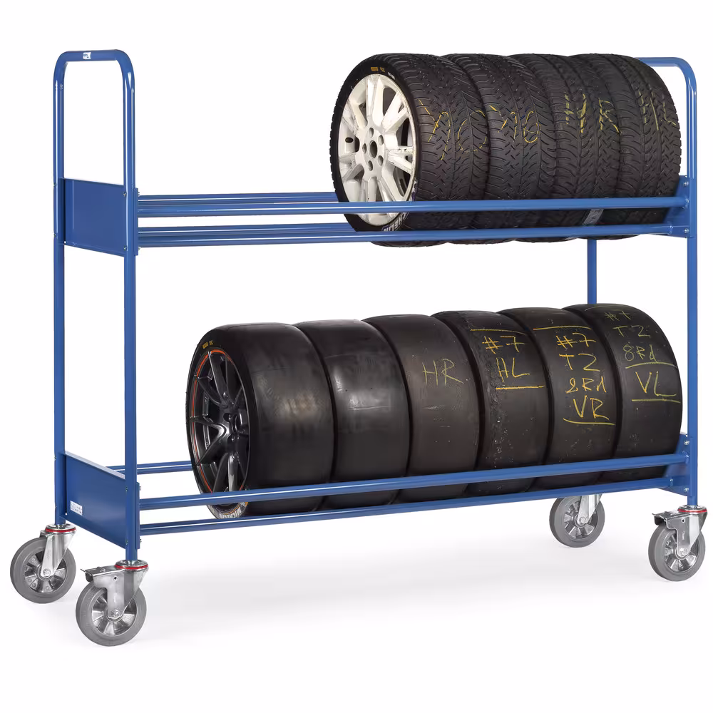 Reifenwagen 4588 4 Lenkrollen mit Elastic-Bereifung blaugrau, spurlos, Naben mit Kugellager von Fetra mit der Artikelnr. 4588