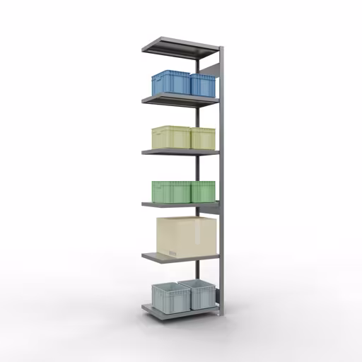 Abbildung Nr 9 des Artikels Anbauregal, Fachbodenregal Stecksystem MULTIplus250, 3000 x 750 x 500 mm (HxBxT), 7 Fachböden, Längenriegel, verzinkt aus der Produktgruppe Stecksystem von der Marke Schulte Lagertechnik