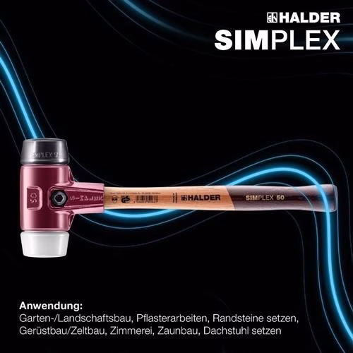 Detailbild 4022843 Schonhammer SIMPLEX-Plusbox Starterkit Länge 165mm Kopf-Durchmesser 60mm mittelhart lackiertes Holz HALDER