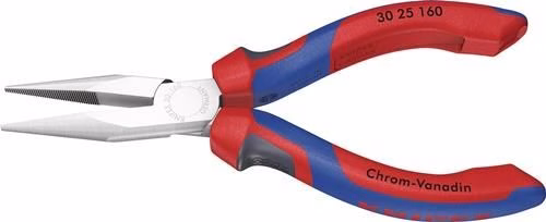 Langbeckzange Gesamtlänge 160mm Form 2 Kopf verchromt lang,flach-rund Comfort-Griff KNIPEX